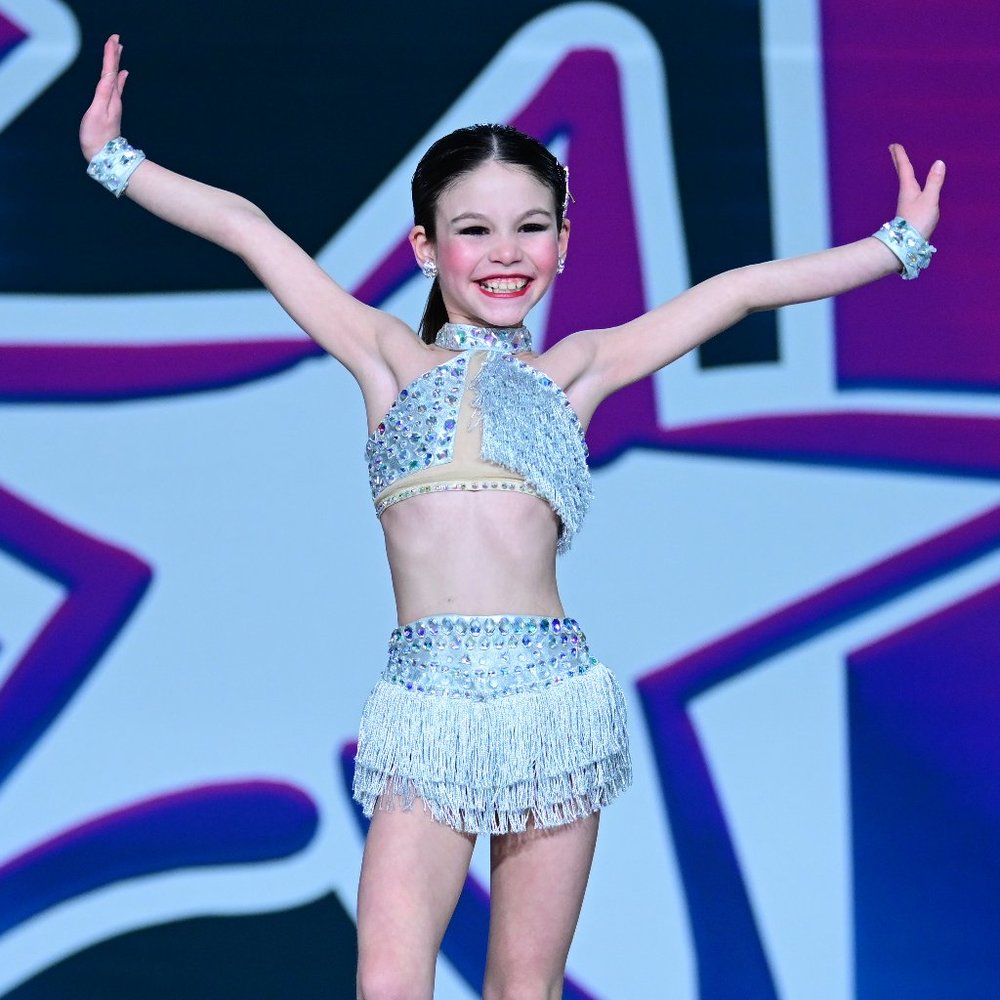 Custom Child Small Silver Two Piece Dance Costume